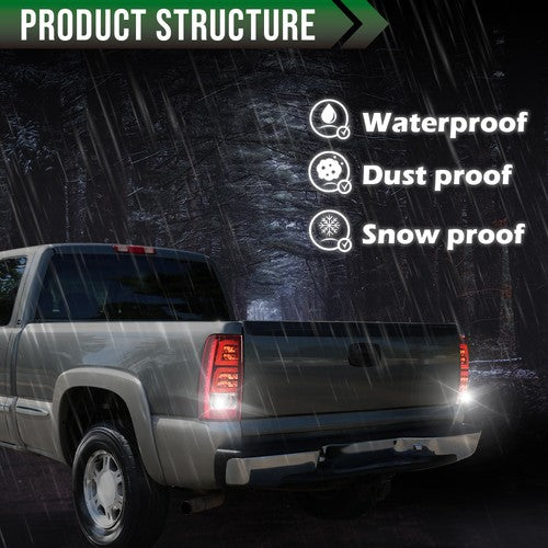 Solid Spare Red LED Tail Lights Fit for 1999-2006 Chevy Silverado 99-02 GMC Sierra 1500 2500