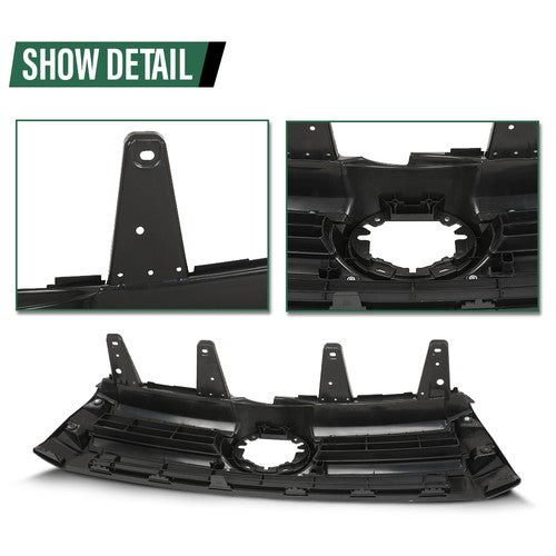 Solid Spare Front Bumper Upper Grille Black & Chrome Fit For 17-19 Toyota Highlander