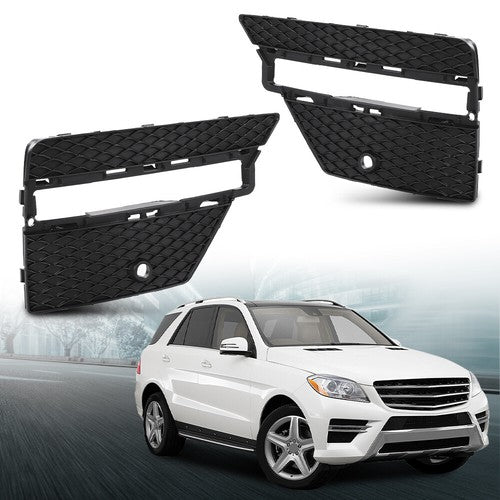 Solid Spare Fit For 12-15 Mercedes-Benz ML-Class Front Bumper Fog Light Cover Left+Right