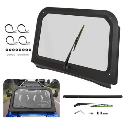 Solid Spare Clear Windshield with Wiper For Polaris RZR 800 RZR 4 800 2008-2014 XP 900 11-14