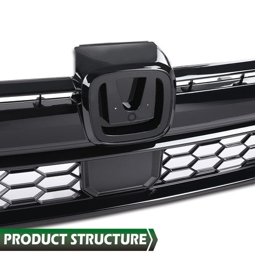 Solid Spare Fit For 2020-2022 Honda CR-V CRV BlackFront Bumper Upper Honeycomb Grille Grill