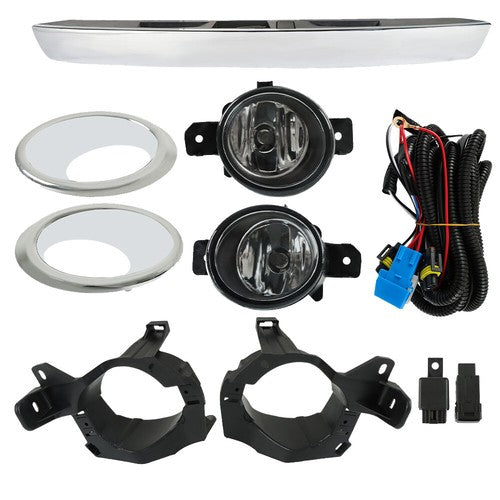 Solid Spare Fog Lights Set&Rear Trunk Trim Strip Liftgate Handle For 13-16 Nissan Pathfinder