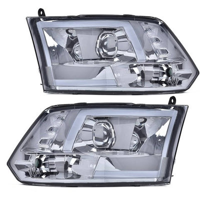 Solid Spare Smoke Lens LED DRL Projector Headlights Fit For 09-18 Dodge Ram 1500 2500 3500