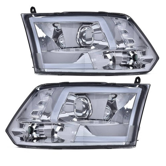 Solid Spare Smoke Lens LED DRL Projector Headlights Fit For 09-18 Dodge Ram 1500 2500 3500