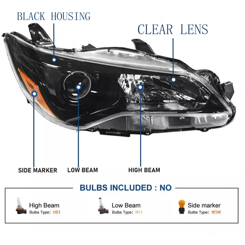 For 2015-2017 Toyota Camry LE SE Left+Right Halogen Headlamp Black Headlight Set