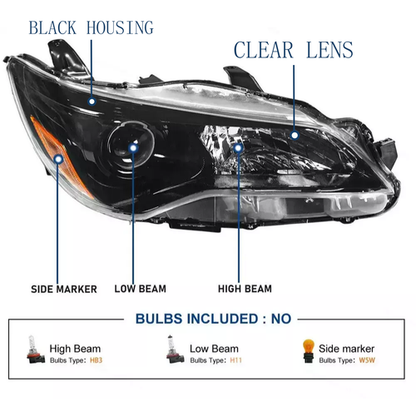 For 2015-2017 Toyota Camry LE SE Left+Right Halogen Headlamp Black Headlight Set