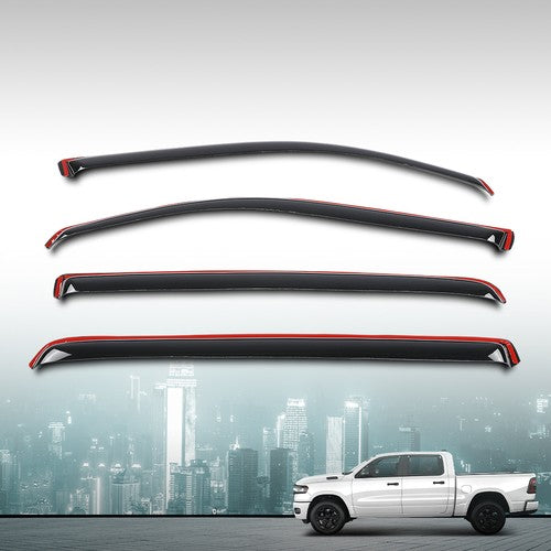 Solid Spare Fit For 2019-2025 Ram 1500 Crew Cab Rain Guards Window Visors Vent Shade