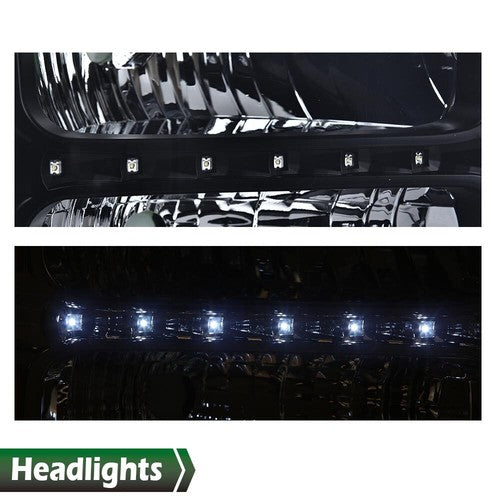 Solid Spare Fit For 2005-2007 F250 F350 F450 Super Duty LED DRL Black Clear Headlights Lamps
