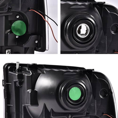 Solid Spare Fit For 2005-2007 Ford F250 F350 Super Duty Clear Chrome LED DRL Headlights
