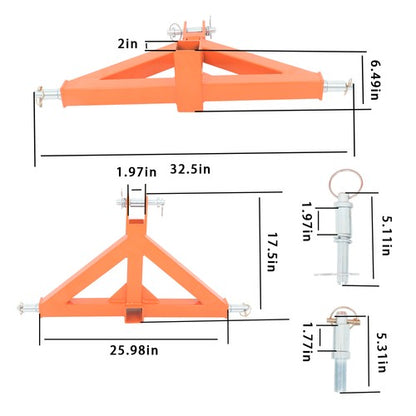 Solid Spare 1 Tractor Tow Drawbar Adapter Upgrade 3 Point 2" Receiver Trailer Hitch Category