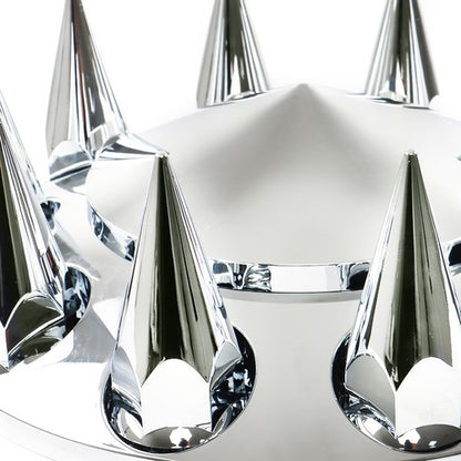 Solid Spare Chrome Hub Cover Kit 33mm Front Rear for Semi Truck Wheel Axle Covers Spiked