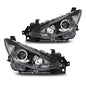 Solid Spare Fit For 2014-2016 Mazda 3 Clear/Black Projector Headlights Assembly Left+Right
