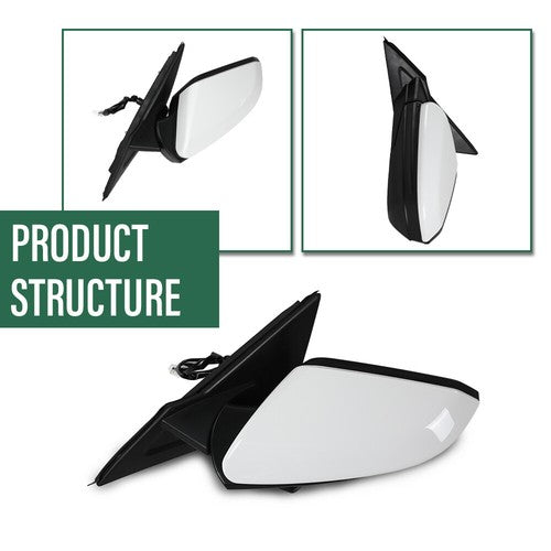 Solid Spare Fit For 16-2021 Honda Civic LX DX Left Side 3 Pin Manual Fold Power Mirror White