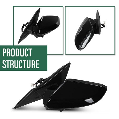 Solid Spare Left Power Mirror Manual Fold Heated w/ 5-Pin Fit For 2016-2021 Honda Civic