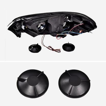 Solid Spare Fit For 2006-2016 Chevy Impala Clear Corner Black Housing LED DRL Headlights