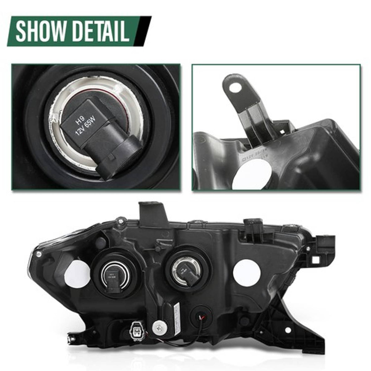 Solid Spare Headlights Headlamps Assembly Black w/ LED DRL Fit For 2016-2022 Toyota Tacoma