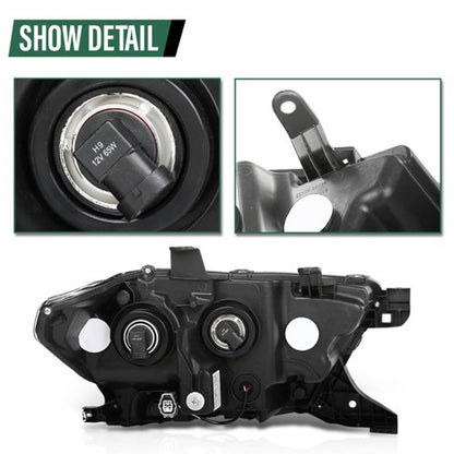 Solid Spare Headlights Headlamps Assembly Black w/ LED DRL Fit For 2016-2022 Toyota Tacoma