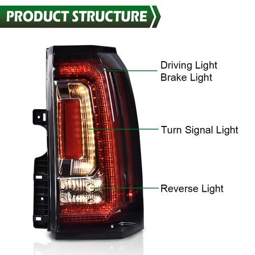 Solid Spare LED Tail Lights Brake Lamps Left & Right Fit For 2015-2020 GMC Yukon/Yukon XL