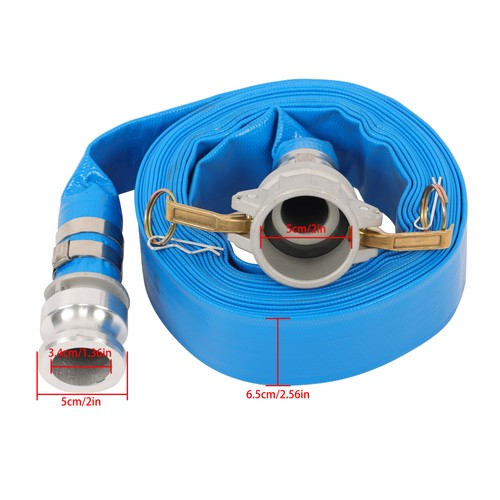 Solid Spare Irrigation Discharge Hose 1-1/2" x 25ft PVC With Aluminum Connectors For Pool