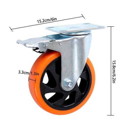 Solid Spare 5 inch Swivel Caster Wheels with Dual Locking, Heavy Duty Castors Set of 4