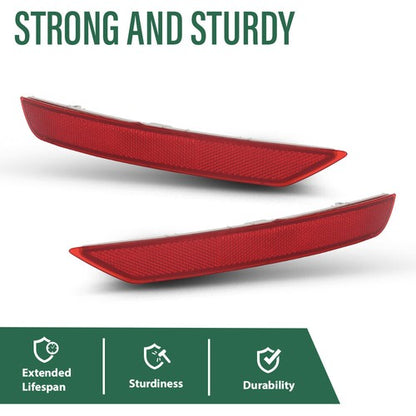 Solid Spare Rear Bumper Reflector Light Left+Right Red Fit For 2009-2018 Subaru Forester
