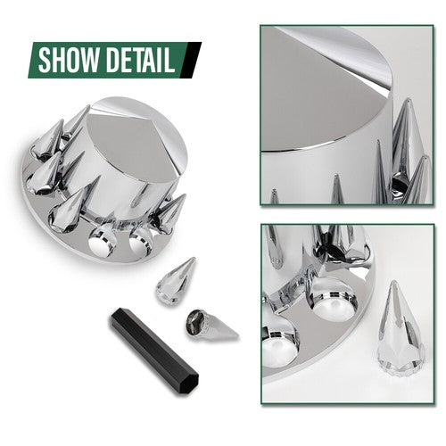 Solid Spare New 4pcs Rear Hub Cover For Semi Truck Wheel Cover 33mm Nut Covers Spiked Silver