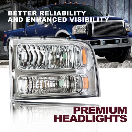 Solid Spare For 2005-2007 Ford F250 F350 F450 F550 Super duty Headlights 05 06 07 Headlamps