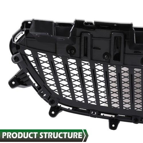 Solid Spare Front Bumper Upper Grille Grill w/ Chrome Trim Fit For 2017-2020 Buick Encore