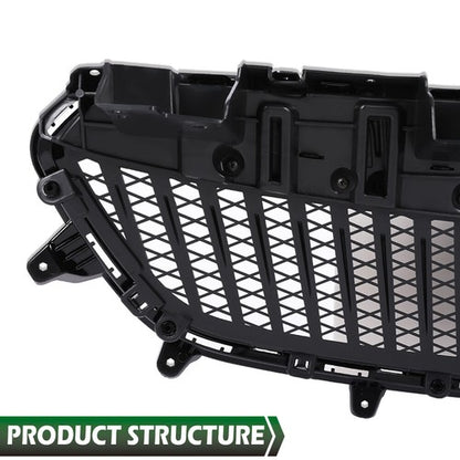 Solid Spare Front Bumper Upper Grille Grill w/ Chrome Trim Fit For 2017-2020 Buick Encore