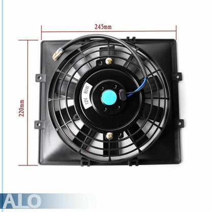 Solid Spare Universal 30 Row 10AN Engine Transmission Oil Cooler+7" Fixed Fan Kit