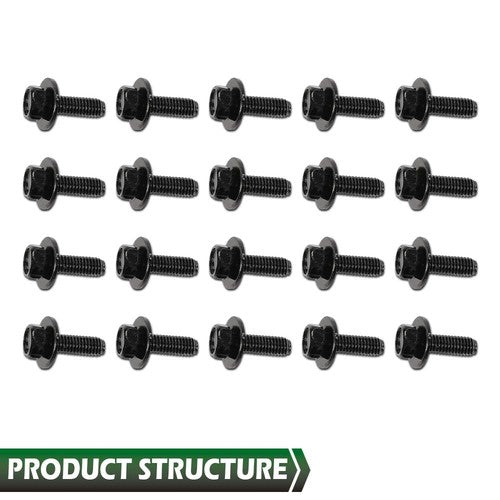 Solid Spare Fit For Honda Body Bolts- M6-1.0 x 20mm Long- 10mm Hex- 17mm Washer- 20pcs