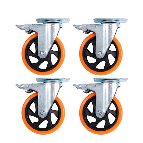 Solid Spare 5 inch Swivel Caster Wheels with Dual Locking, Heavy Duty Castors Set of 4