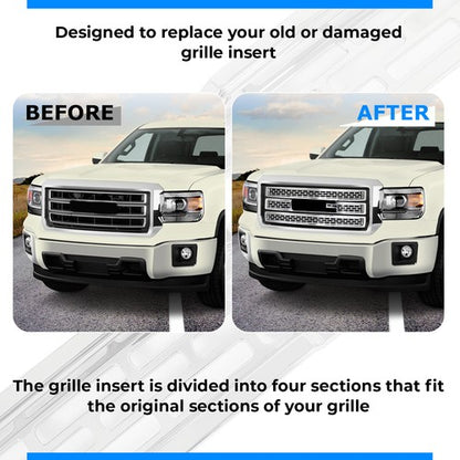 Solid Spare For GMC Sierra 1500 2014-2015 GI123 Chrome Grille Insert Mesh Grill Overlay Trim