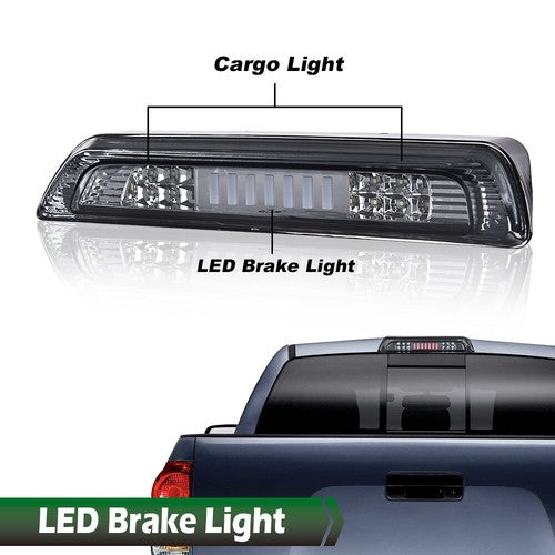 Solid Spare Fit For 07-18 Toyota Tundra Smoke/Chrome LED Third 3rd Brake Light Cargo Lamp