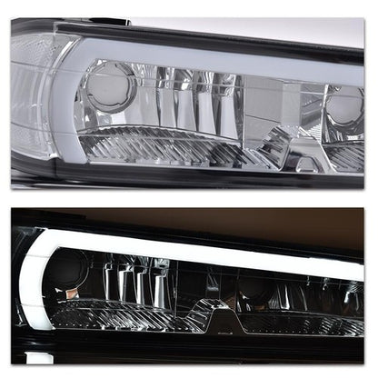 Solid Spare Fit For 2004-2012 GMC Colorado Canyon Smoked/Clear LED DRL Headlight Lamps