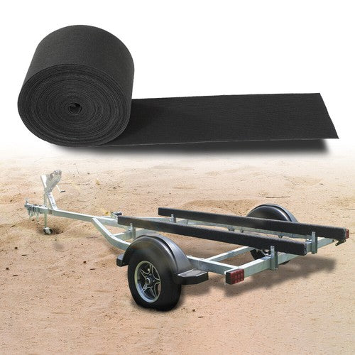 Solid Spare 12" x 100' Ribbed Bunk Carpet / Marine Boat Trailer Runners / Outdoor - Black