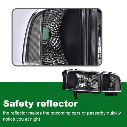 Solid Spare Clear Corner Black Headlights Assembly Fit For 94-02 Dodge Ram 1500 2500 3500