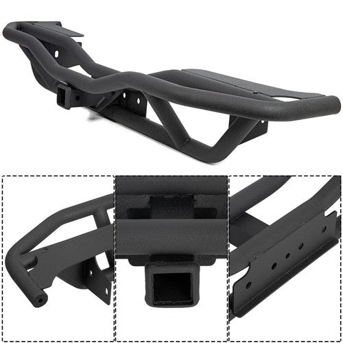 Solid Spare Textured Rear Bumper Guard w/ Receiver Hitch For 2007-2018 Jeep Wrangler JK