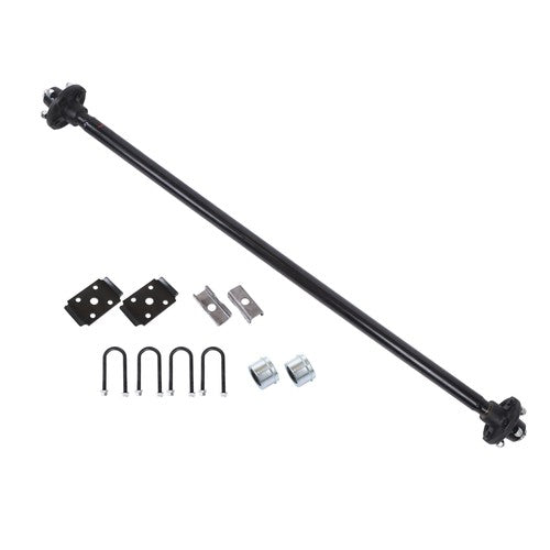 Solid Spare 4 lug-4' 2K 2000lbs Trailer Axle 56.5' Hub Face 46.5' Spring Center with U-Bolt