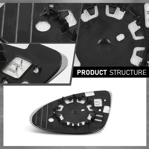 Solid Spare Passenger Side Heated Mirror Glass W/Backing Plate Fit For 11-17 Porsche Cayenne