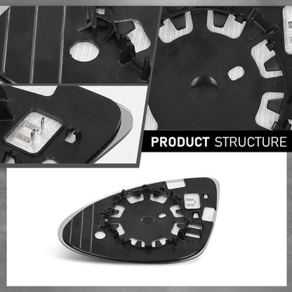 Solid Spare Passenger Side Heated Mirror Glass W/Backing Plate Fit For 11-17 Porsche Cayenne