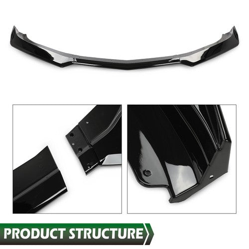 Solid Spare Fit For 16-2021 Chevrolet Camaro 1LE Style Front Bumper Lip Splitter Gloss Black