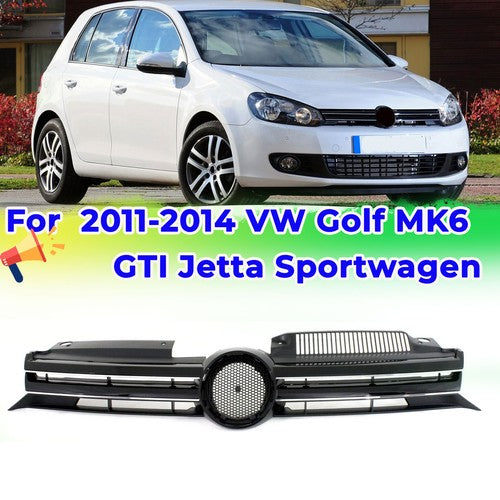 For 2010 2011-2014 VW Volkswagen Golf MK6 GTI Jetta Sportwagen Upper Black Grill