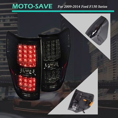 Solid Spare Smoked Black LED Tail Lights Lamps Assembly LH+RH Side For 2009-2014 Ford F150