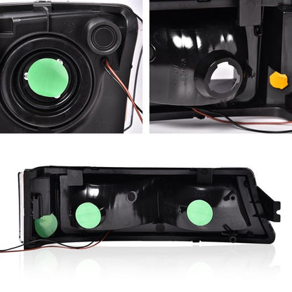 Solid Spare Fit For 2003-2007 Chevy Silverado Avalanche LED DRL Black/Amber Headlights