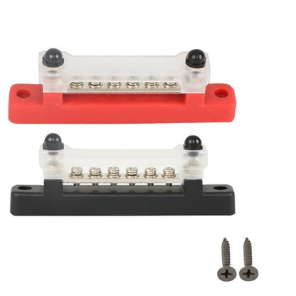 Solid Spare Red & Black Bus Bar Power Distribution Terminal Block 6 Way 48V 150A Busbar NEW
