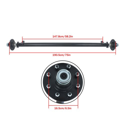 Solid Spare 7000 lbs 7K TK Trailer Axle Idler 8 lug Boat Trailer Cargo Dump RV Utility Axle