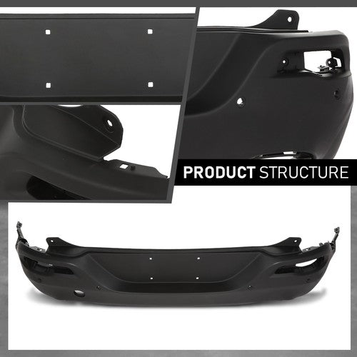 Solid Spare Fit For 2014 2015 2016 2017 2018 Jeep Cherokee Rear Bumper Cover w/Park Assist