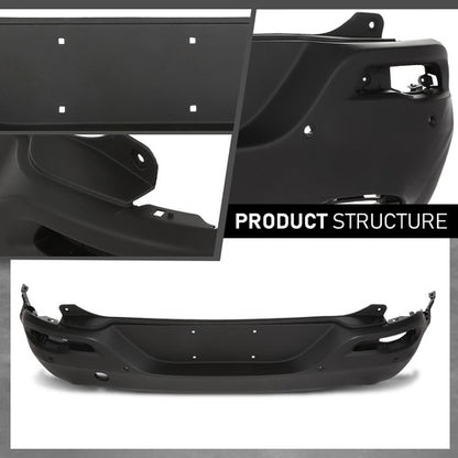 Solid Spare Fit For 2014 2015 2016 2017 2018 Jeep Cherokee Rear Bumper Cover w/Park Assist