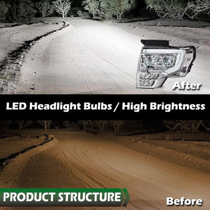 Solid Spare Fit For 09-14 Ford F-150 Dual LED Projector Chrome Headlights Left+Right